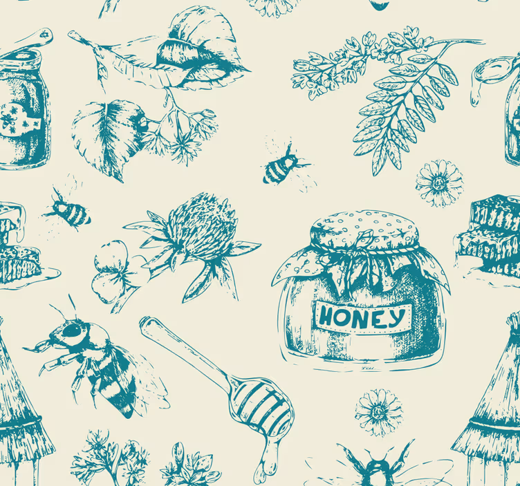 Honey turquoise pattern kitchen blind - TenStickers