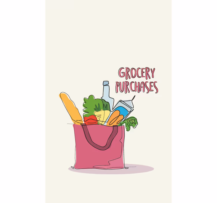 Grocery illustration kitchen blind - TenStickers