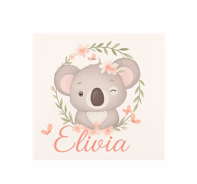 Koala with name customised blind - TenStickers