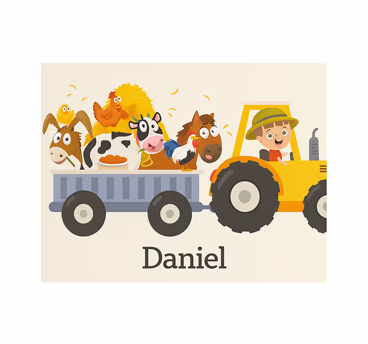 Farm tractor with name customised blind - TenStickers