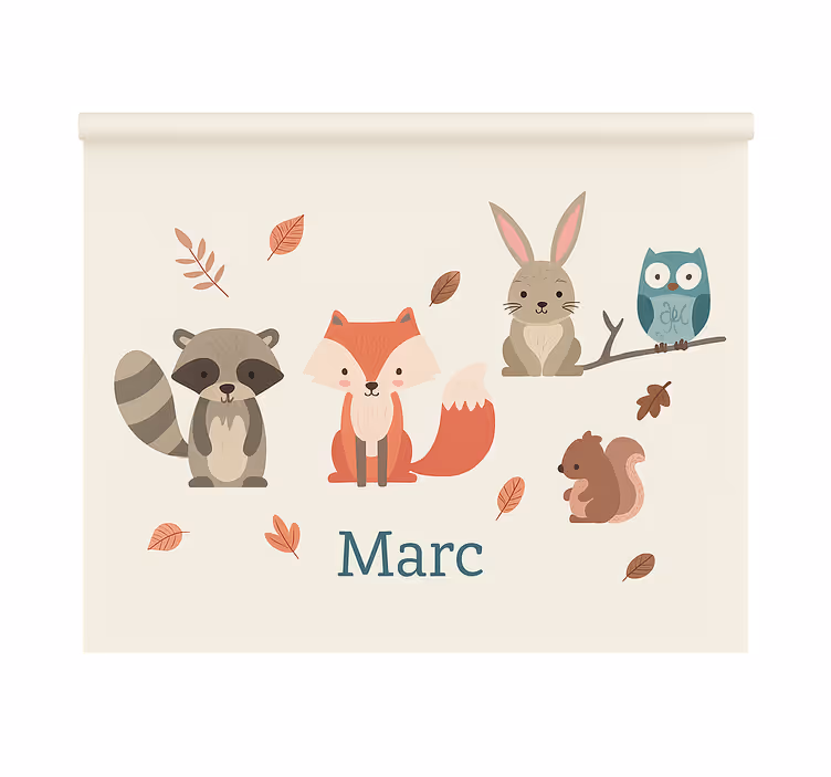 Forest animals with name childrens blind - TenStickers