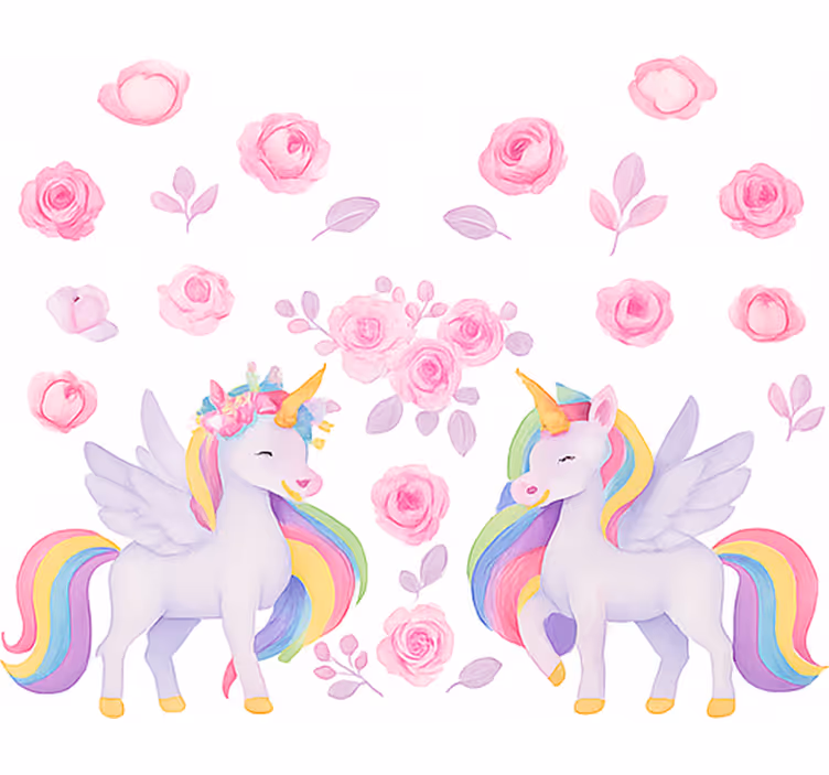 Pink unicorn and flowers childrens blind - TenStickers
