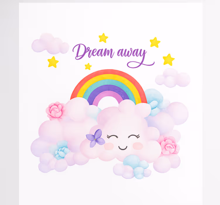 Pink clouds and rainbow childrens blind - TenStickers