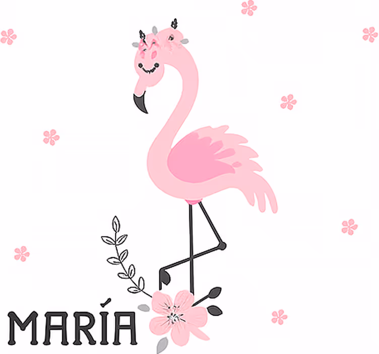 Pink flamenco with name childrens blind - TenStickers