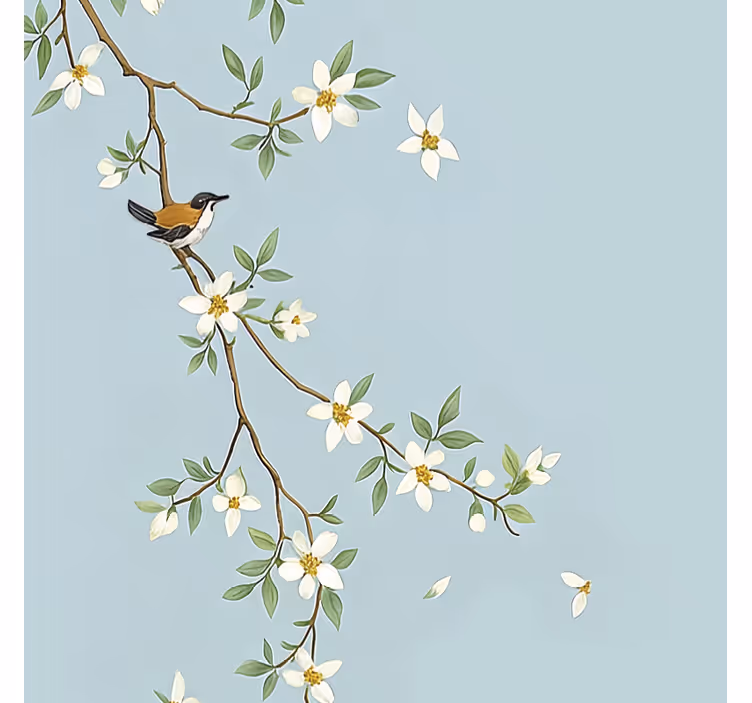 Blossoming branch birds master bedroom blind - TenStickers
