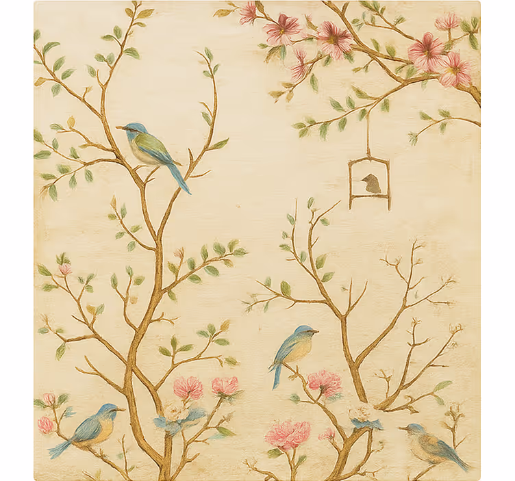 Birds blossoms branches childrens blind - TenStickers