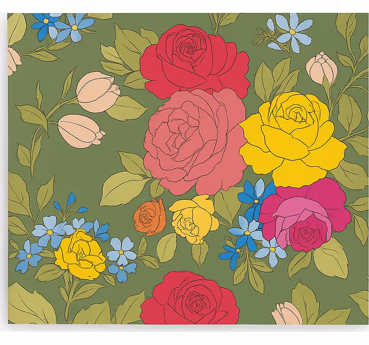 Floral rose pattern kitchen blind - TenStickers