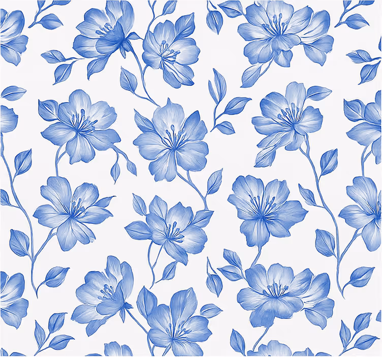 Blue and white floral master bedroom blind - TenStickers