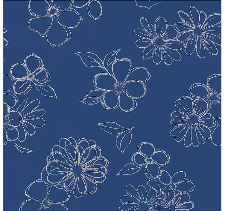 Blue outline florals master bedroom blind - TenStickers