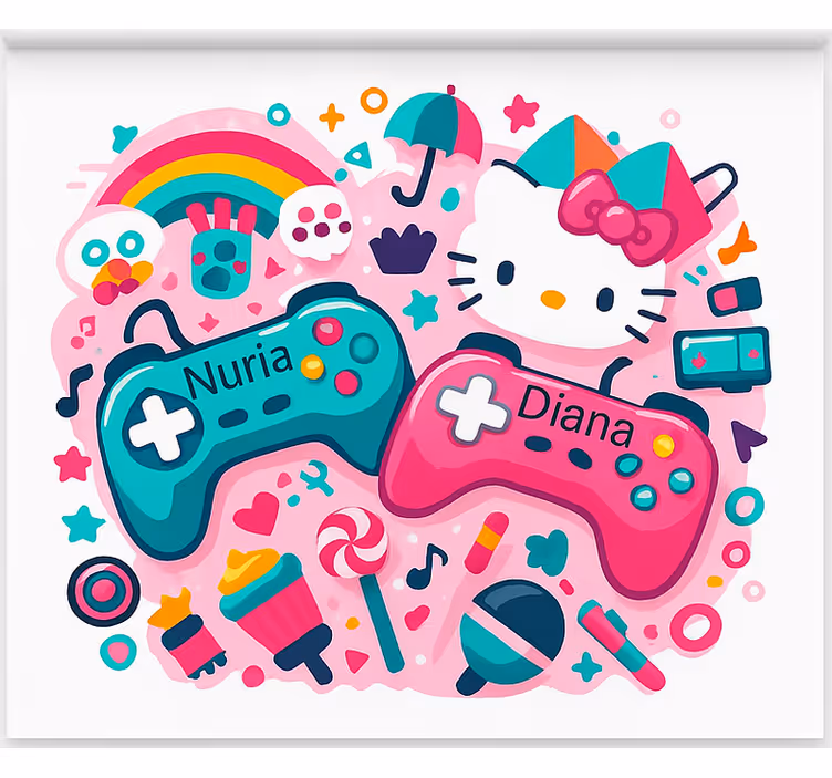 Custom kitty controllers geek roller blind - TenStickers