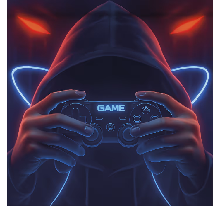 Hooded neon gamer  geek roller blind - TenStickers