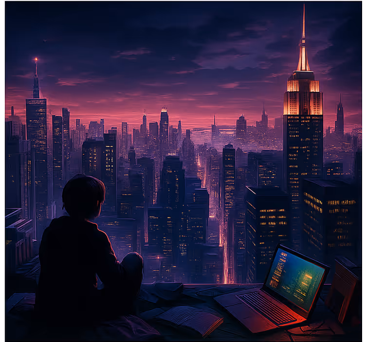 Futuristic skyscaper gamer view  geek roller blind - TenStickers