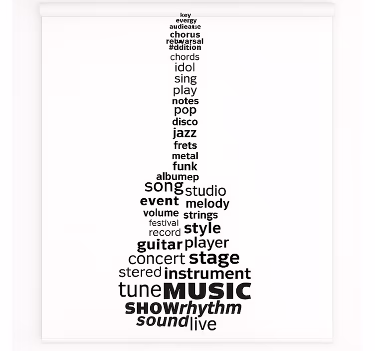 Music guitar words teenage  roller blind - TenStickers