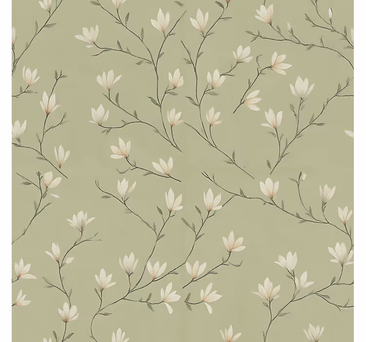 Dining room blind olive tone blooming branches - TenStickers