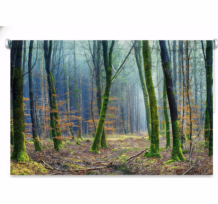 Tree roller blind foggy forest japandi - TenStickers