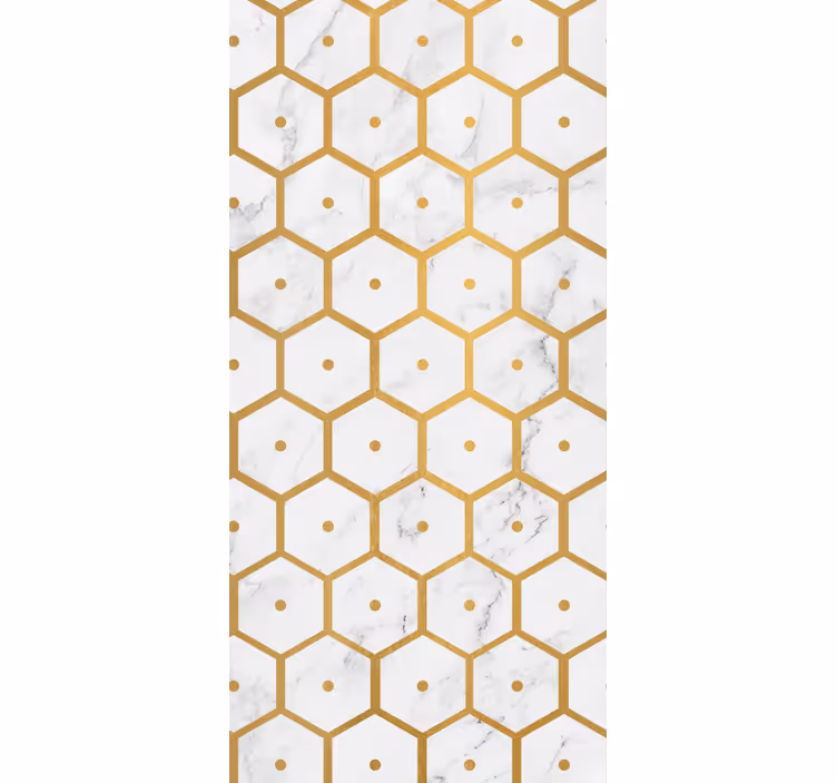 Bathroom blind with hexagonal gold marble pattern - TenStickers