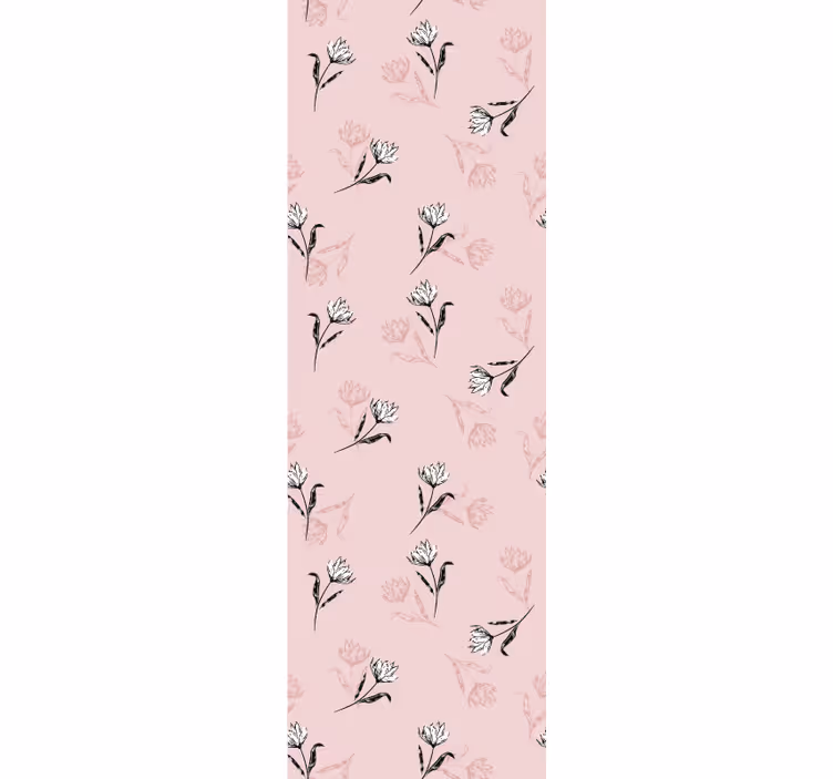 Home office blind with white lilies on pink - TenStickers