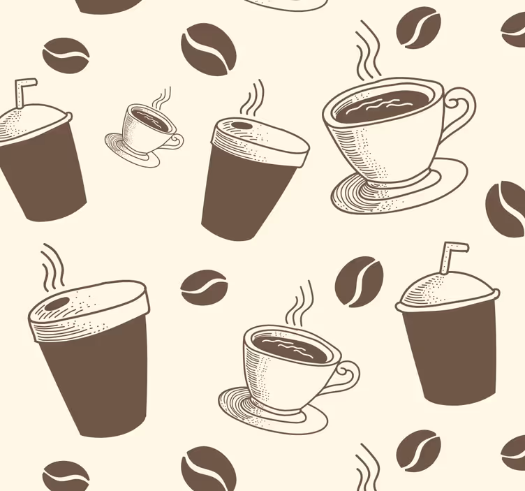 Kitchen blind with coffee cup patterns - TenStickers