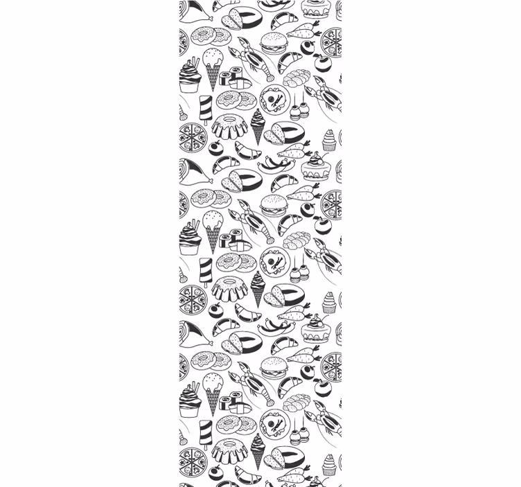 Kitchen blind with black and white food pattern - TenStickers