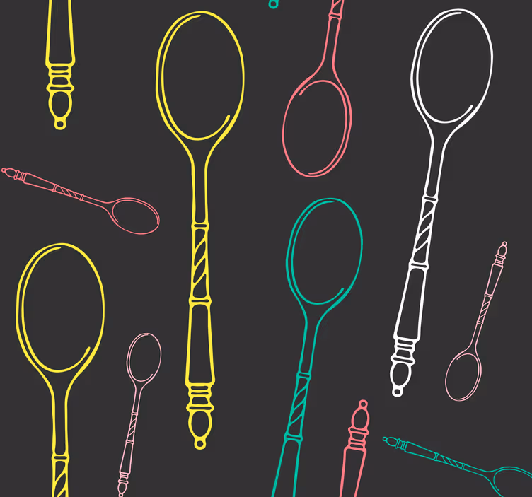 Kitchen blind neon utensils design - TenStickers