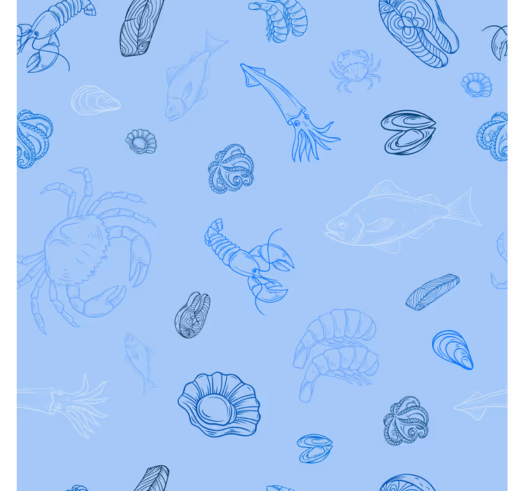 Kitchen blind with seafood design - TenStickers