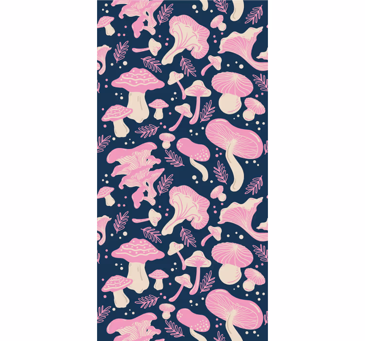 Kitchen blind with pink mushroom seamless pattern - TenStickers
