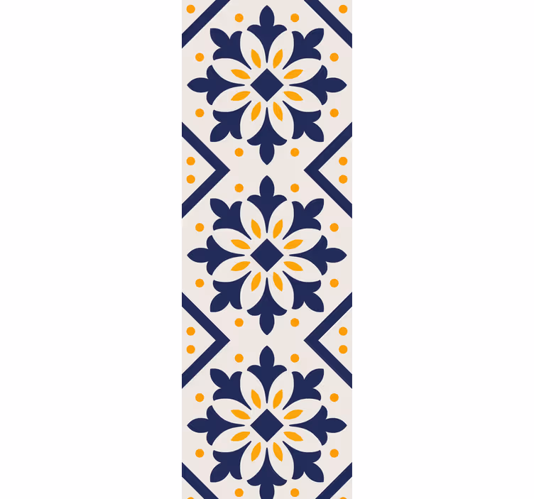 Kitchen blind in vibrant yellow and blue tile design - TenStickers