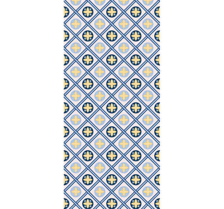 Kitchen blind in baby blue and yellow tile - TenStickers