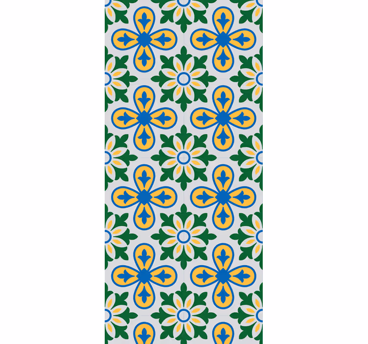 Kitchen blind in yellow and blue portuguese tile - TenStickers
