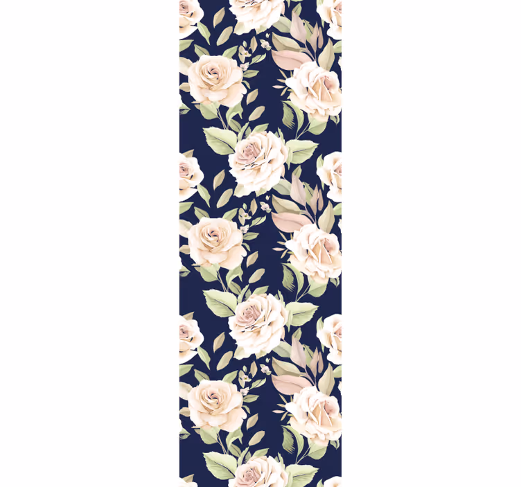 Vintage rose pattern on blue background kitchen blind - TenStickers
