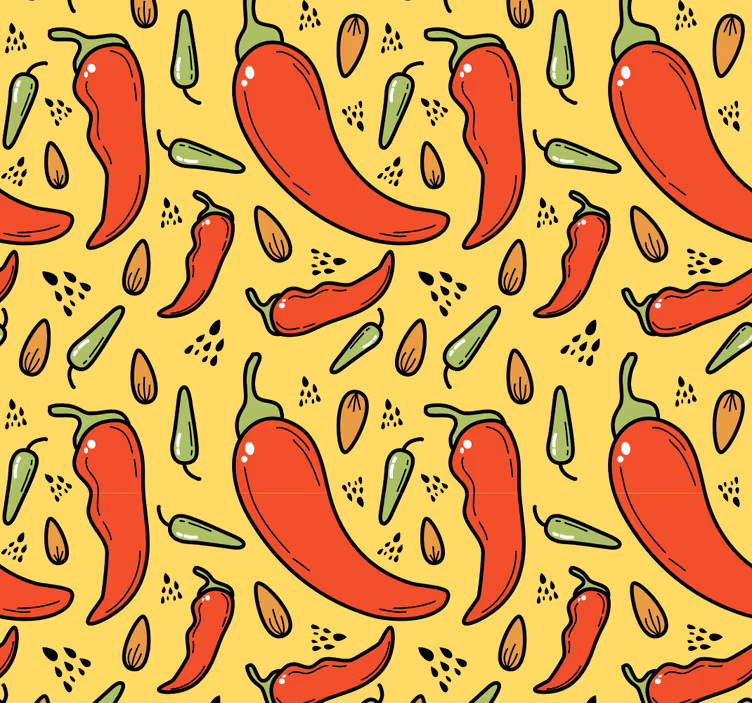 Kitchen blind red and green hot chili design - TenStickers