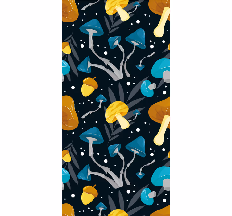 Kitchen blind in blue and yellow mushroom pattern - TenStickers