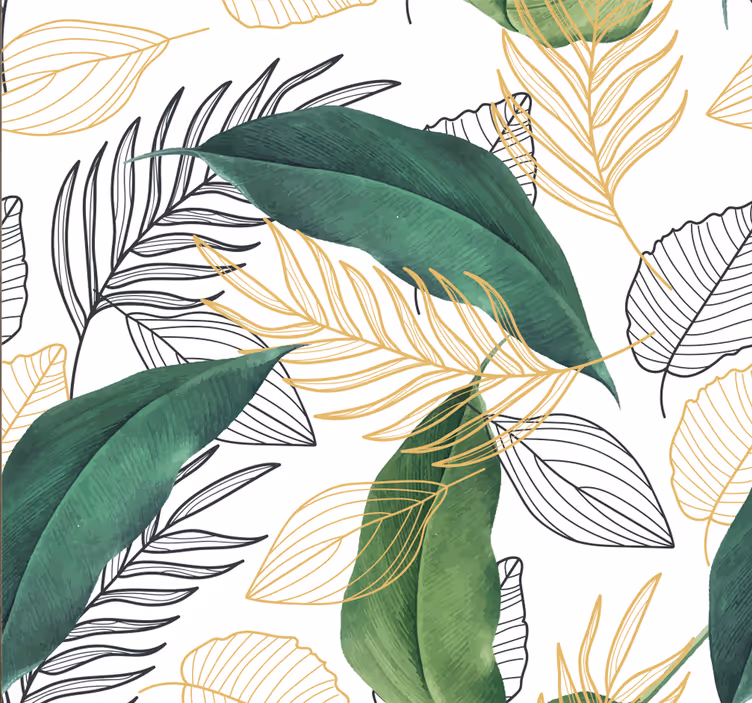 Kitchen blind with green and gold leaf art - TenStickers