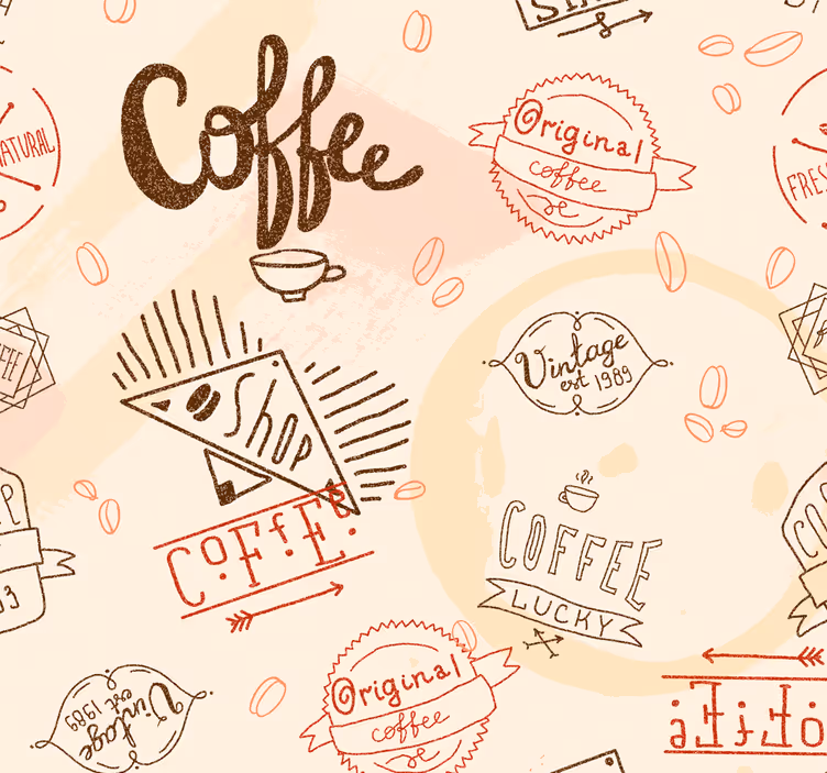 Kitchen blind with coffee icons design - TenStickers
