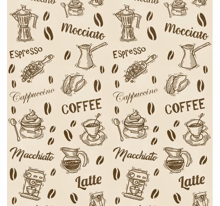 Kitchen blind with 3d coffee name patterns - TenStickers