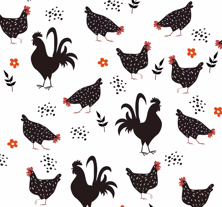 Kitchen blind black and white rooster design - TenStickers