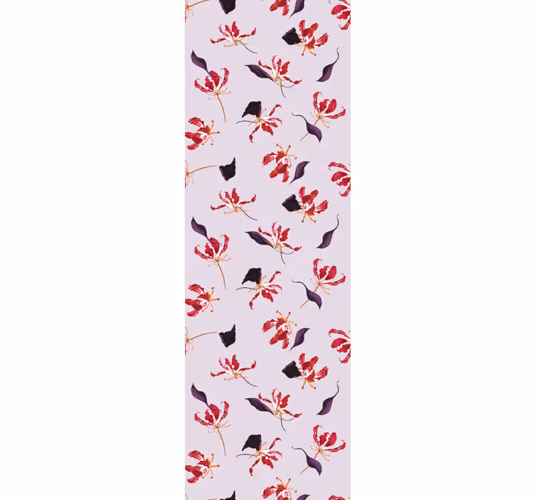 Dining room blind with hand-drawn red lily design - TenStickers