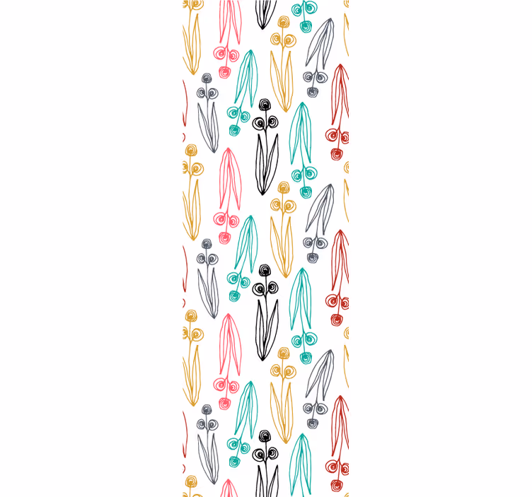 Dining room blind with colorful abstract floral lines - TenStickers