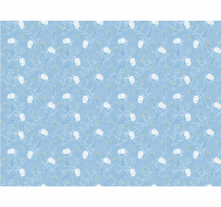 Dining room blind in blue vintage grandmillenial pattern - TenStickers