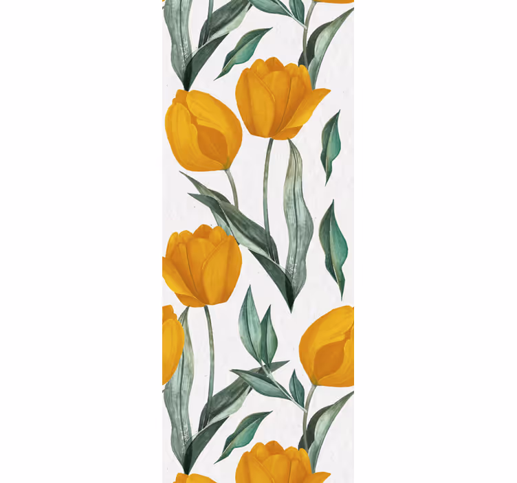 Dining room blind yellow tulips oil painting pattern - TenStickers