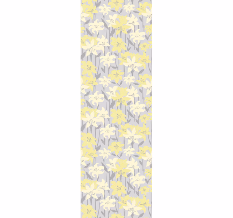 Dining room blind with yellow flowers on grey - TenStickers