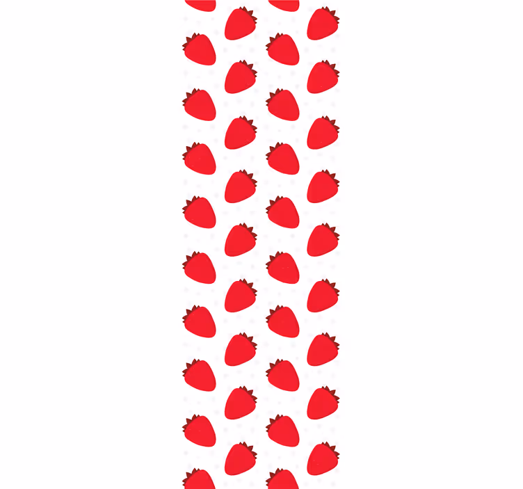 Dining room blind with red strawberry pattern on white - TenStickers
