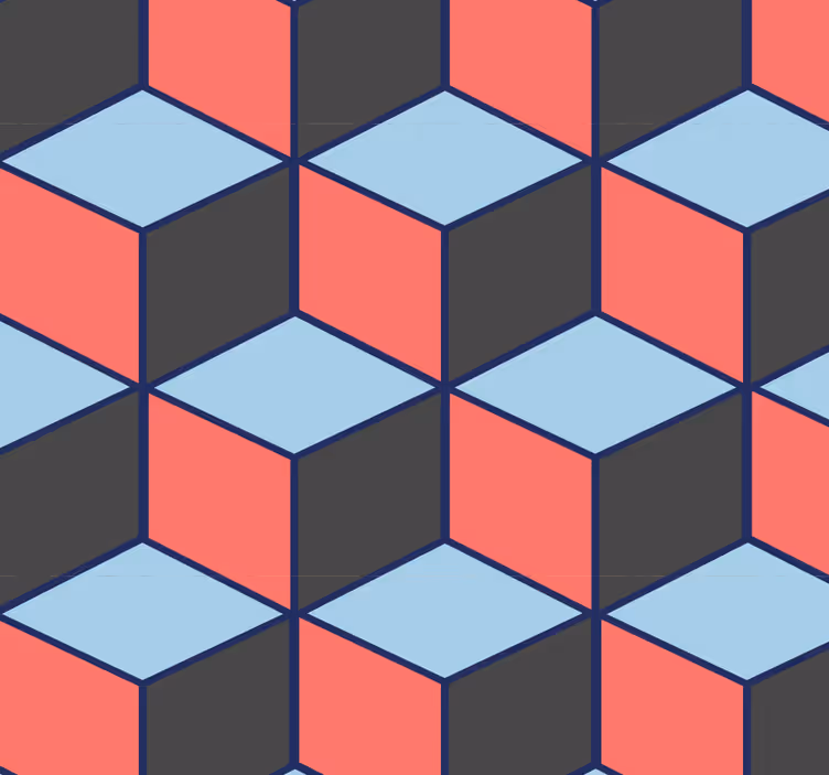 Dining room blind with 3d geometric squares - TenStickers