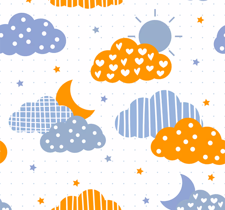 Childrens blind blue and orange clouds and sun - TenStickers