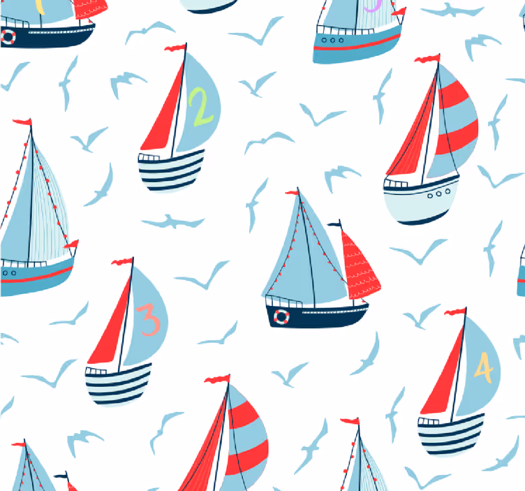 Childrens blind sailboats and birds - TenStickers