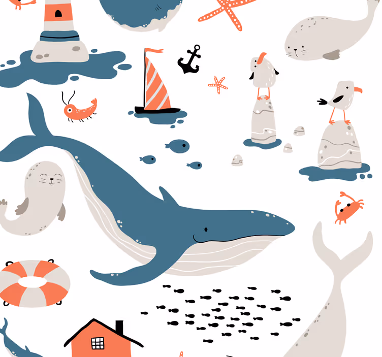 Children's blind ocean whales theme - TenStickers