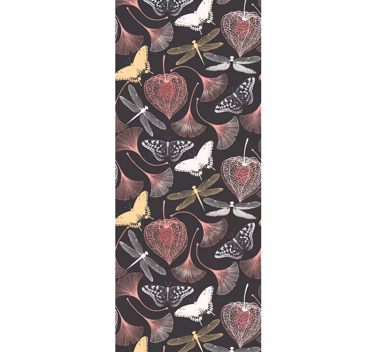 Childrens blind in pink leaves black butterfly pattern - TenStickers