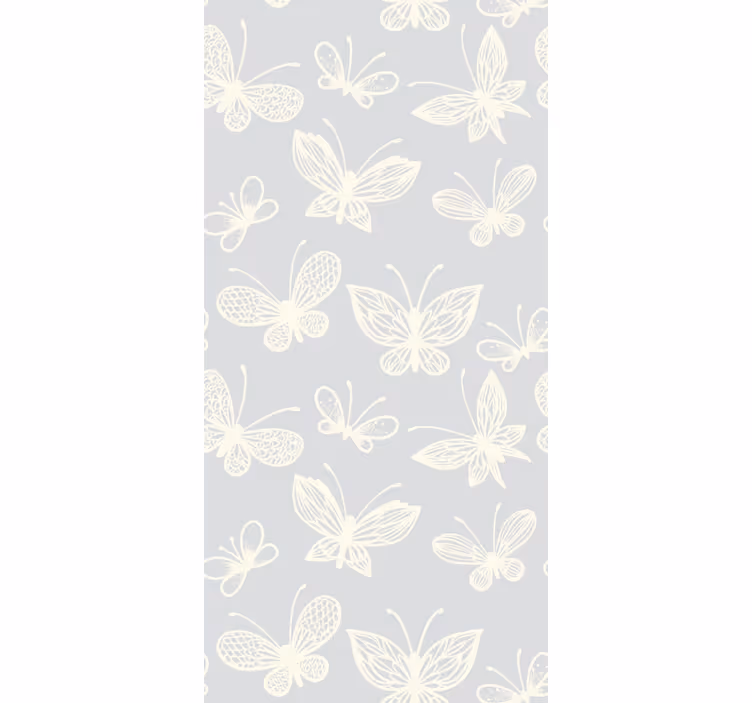 Childrens blind in white and grey butterfly pattern - TenStickers
