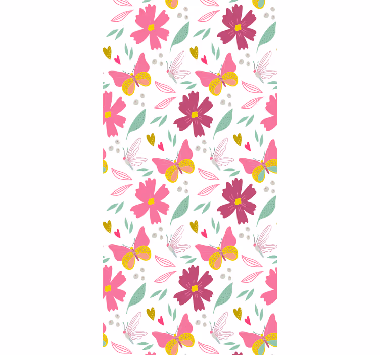 Childrens blind with pink and yellow butterfly flowers - TenStickers