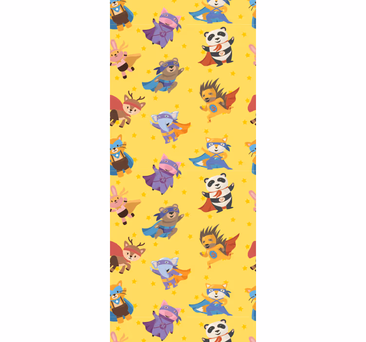 Childrens blind with superhero pets pattern on yellow - TenStickers